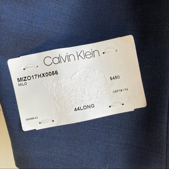 NWT Calvin Klein Blue Wool Skinny Fit Milo Long Suit Coat Sz 44 Long - Picture 7 of 10